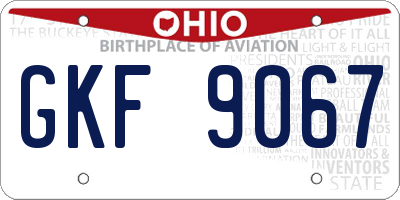 OH license plate GKF9067