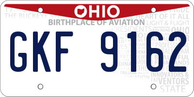 OH license plate GKF9162