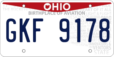 OH license plate GKF9178
