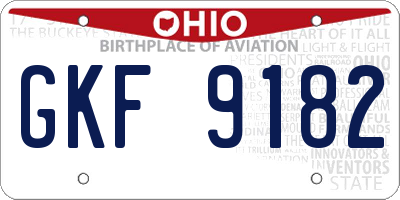 OH license plate GKF9182