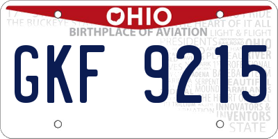 OH license plate GKF9215