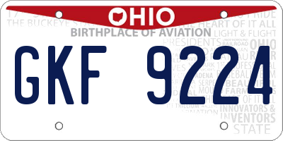 OH license plate GKF9224