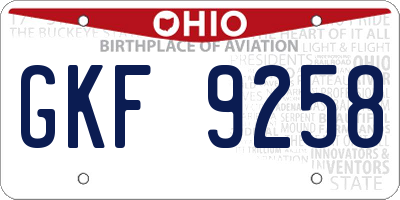 OH license plate GKF9258