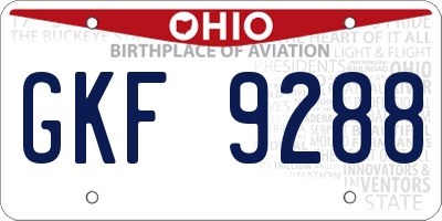 OH license plate GKF9288