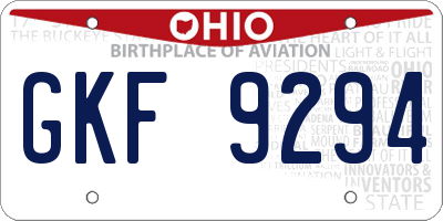 OH license plate GKF9294