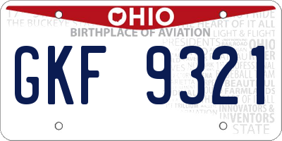 OH license plate GKF9321