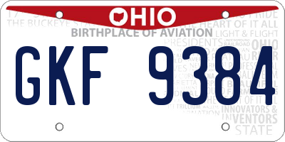 OH license plate GKF9384