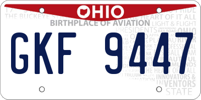 OH license plate GKF9447