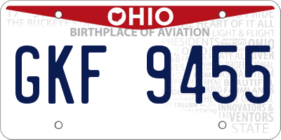 OH license plate GKF9455