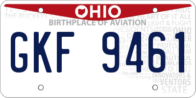 OH license plate GKF9461