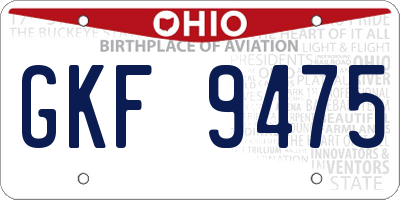 OH license plate GKF9475