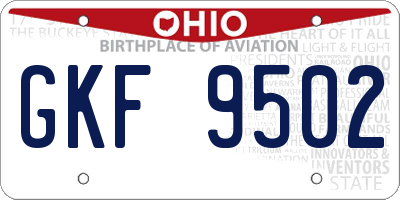 OH license plate GKF9502