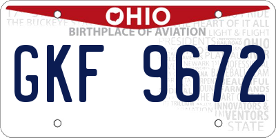 OH license plate GKF9672