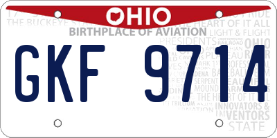 OH license plate GKF9714