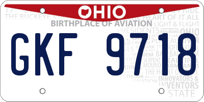 OH license plate GKF9718