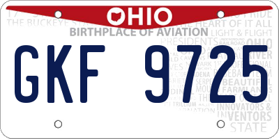 OH license plate GKF9725