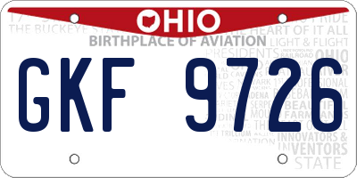OH license plate GKF9726