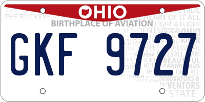 OH license plate GKF9727