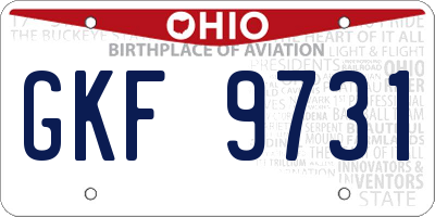 OH license plate GKF9731