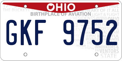 OH license plate GKF9752