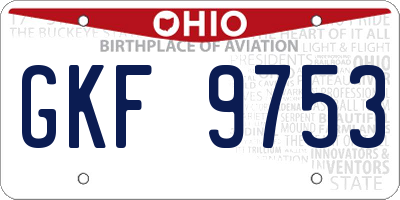 OH license plate GKF9753