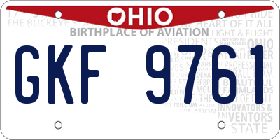 OH license plate GKF9761