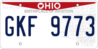 OH license plate GKF9773