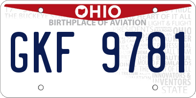 OH license plate GKF9781