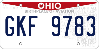 OH license plate GKF9783