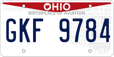 OH license plate GKF9784