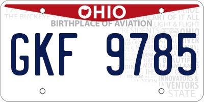 OH license plate GKF9785