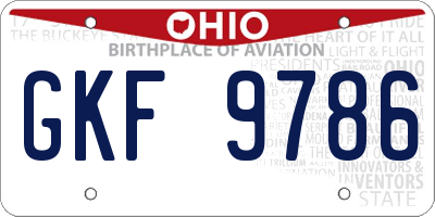 OH license plate GKF9786