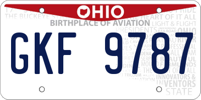 OH license plate GKF9787