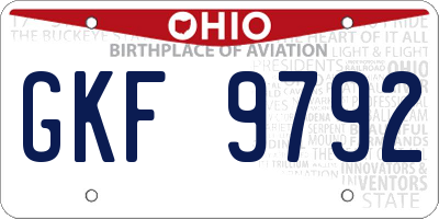 OH license plate GKF9792