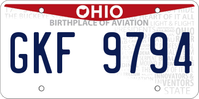 OH license plate GKF9794