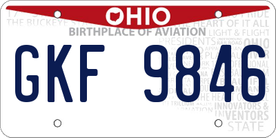 OH license plate GKF9846