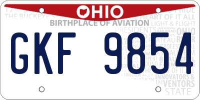 OH license plate GKF9854