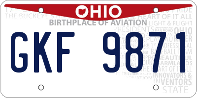 OH license plate GKF9871