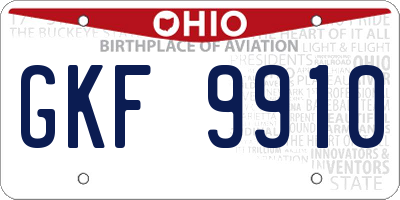 OH license plate GKF9910