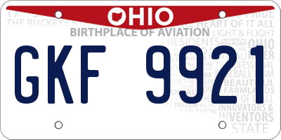 OH license plate GKF9921