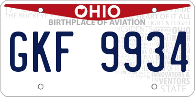 OH license plate GKF9934