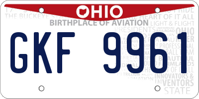 OH license plate GKF9961