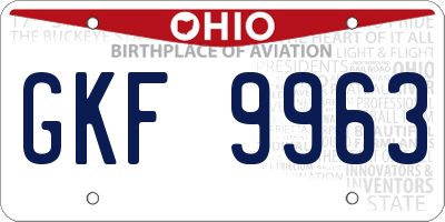 OH license plate GKF9963