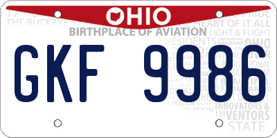 OH license plate GKF9986