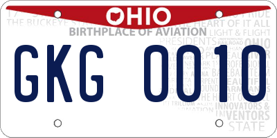 OH license plate GKG0010