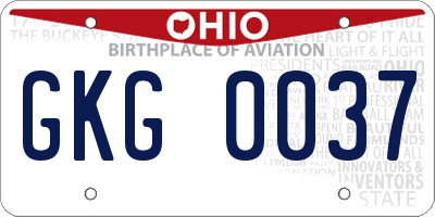OH license plate GKG0037