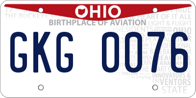 OH license plate GKG0076
