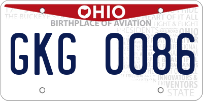 OH license plate GKG0086