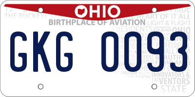 OH license plate GKG0093