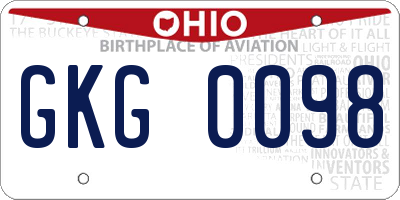 OH license plate GKG0098